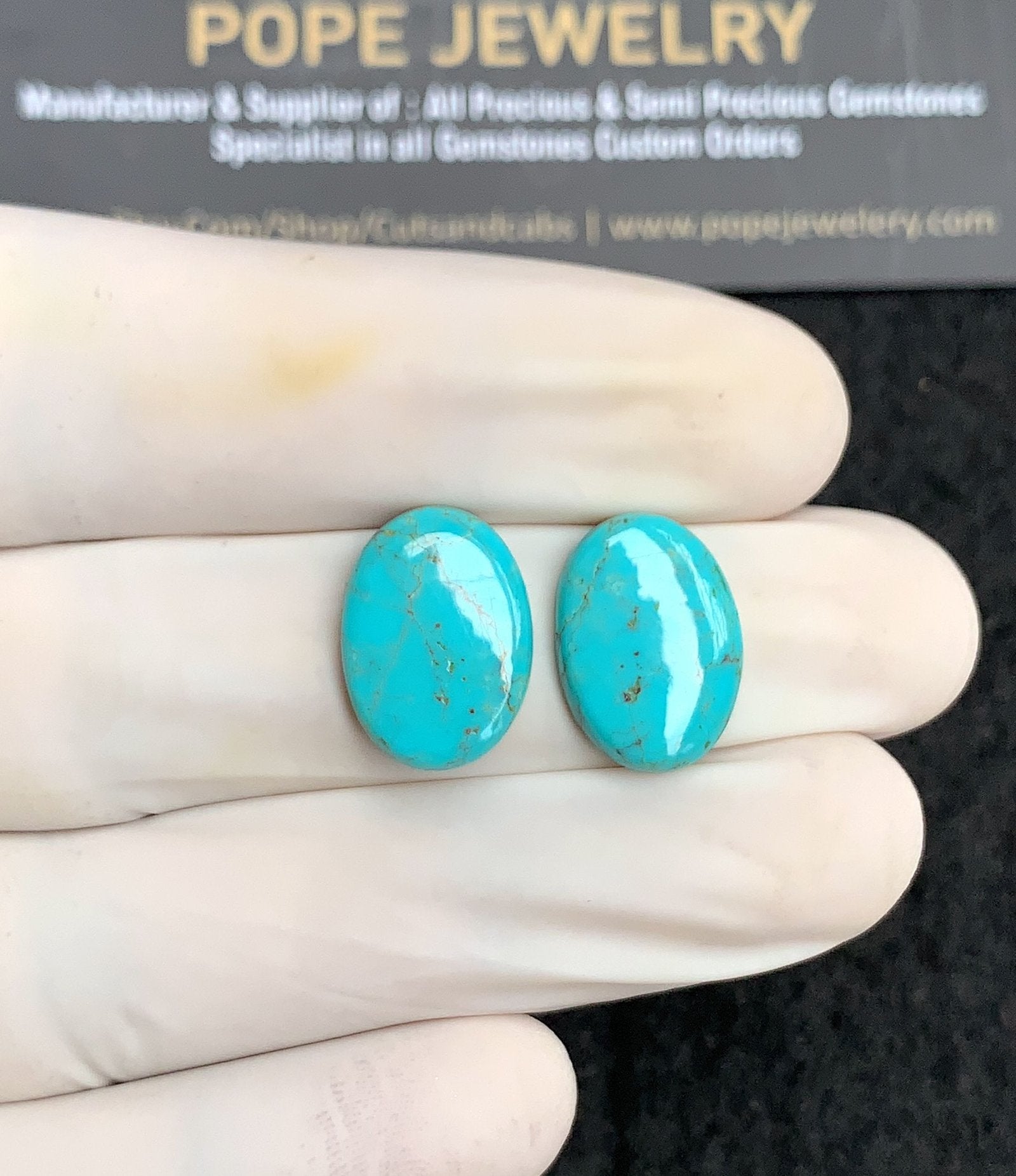 Natural American Turquoise Gemstone Smooth Oval Shape Cabochon High Quality Loose Gemstones For Jewelry Making 15x11 MM Size 1 Pair V2883