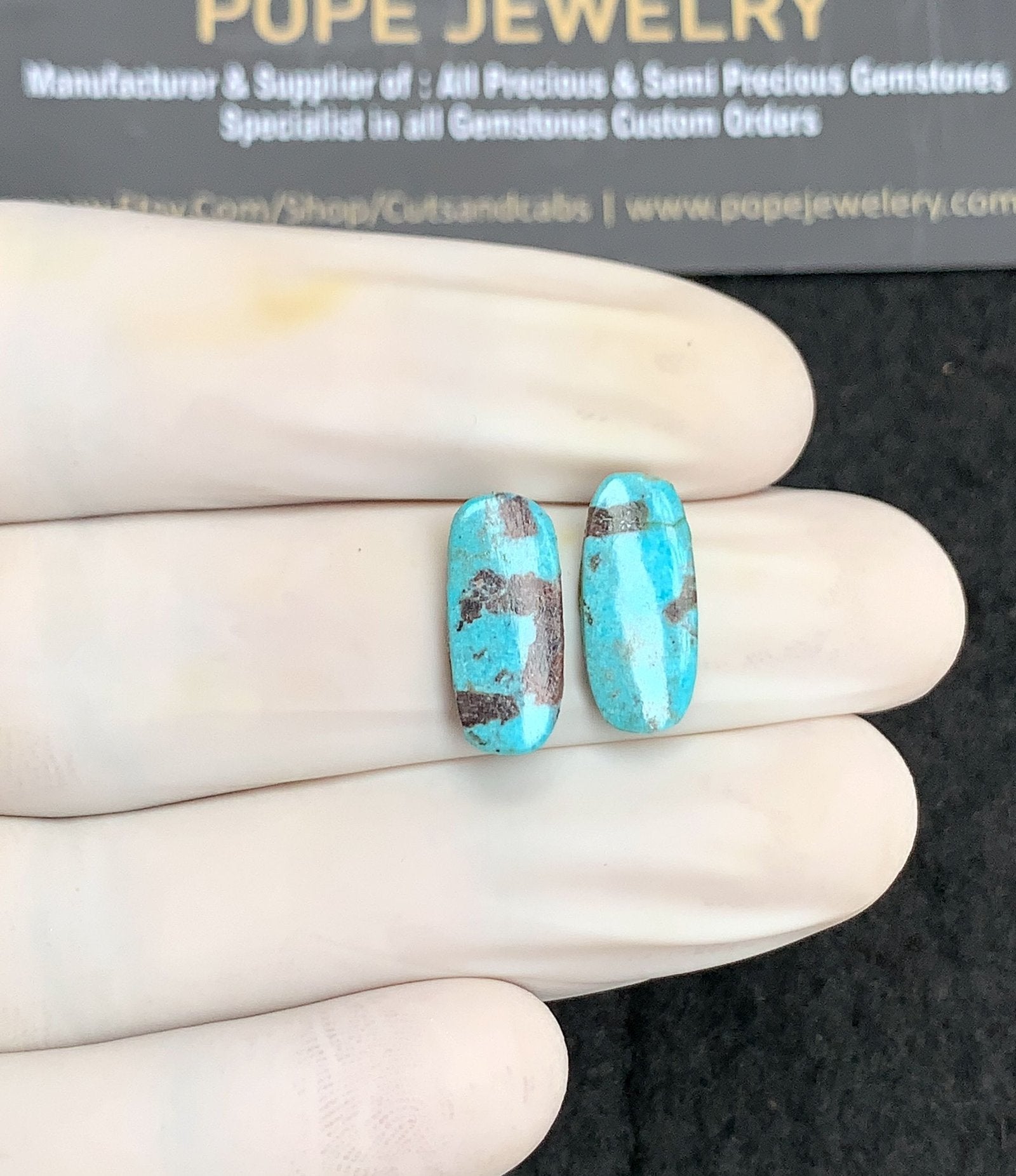 Natural American Turquoise Gemstone Smooth Oval Shape Cabochon High Quality Loose Gemstones For Jewelry Making 15x7 MM Size 1 Pair V2884
