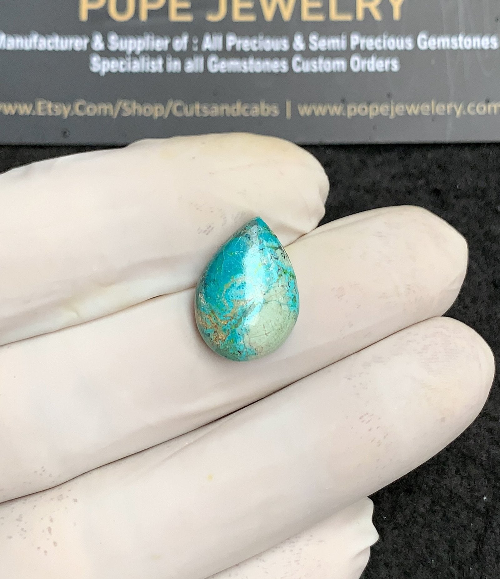 Natural Tibetan Turquoise Gemstone Smooth Pear Shape Cabochon High Quality Loose Gemstones For Jewelry Making 17x13x5 MM Size V2886