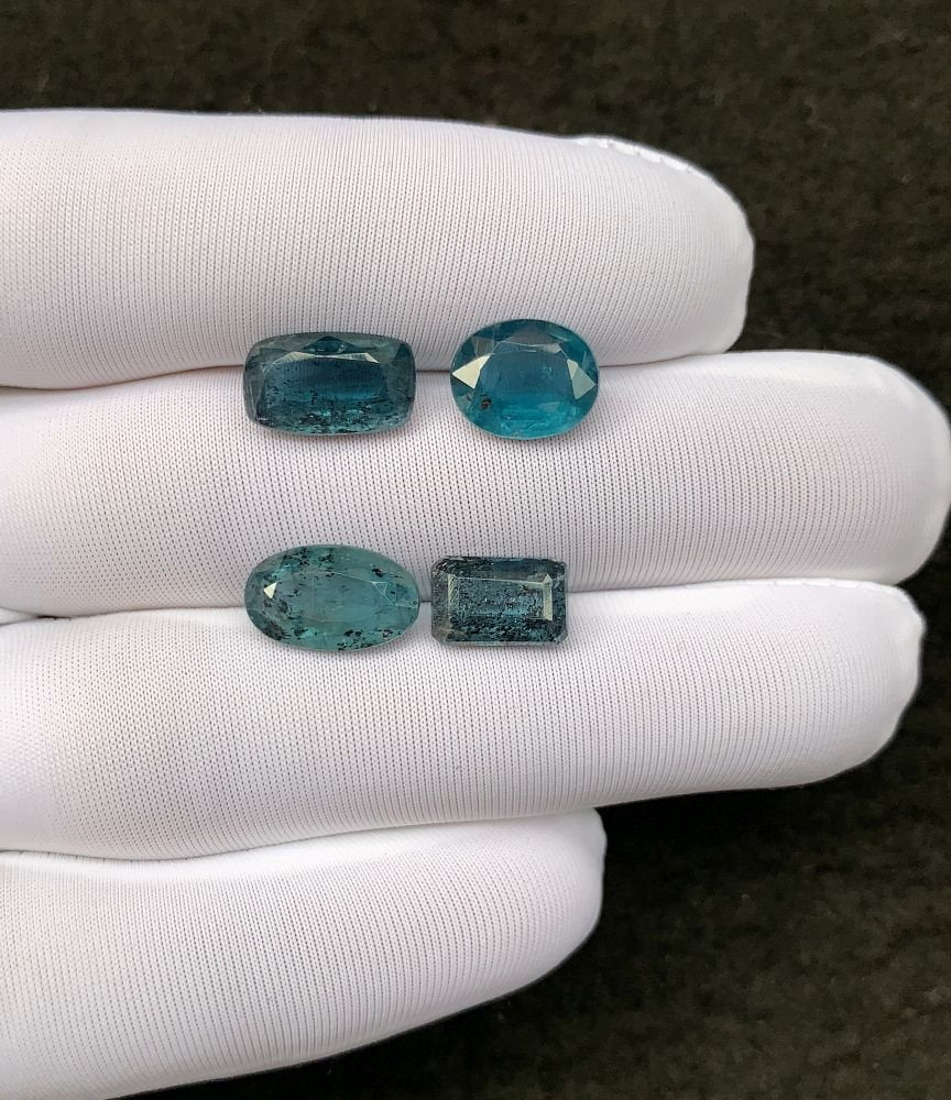 Natural Teal Green Kyanite Gemstone Faceted Cut Mix Shape 9-12 MM 4 Pcs Teal Green Kyanite High Quality Gemstone Wholesale gems SM24110