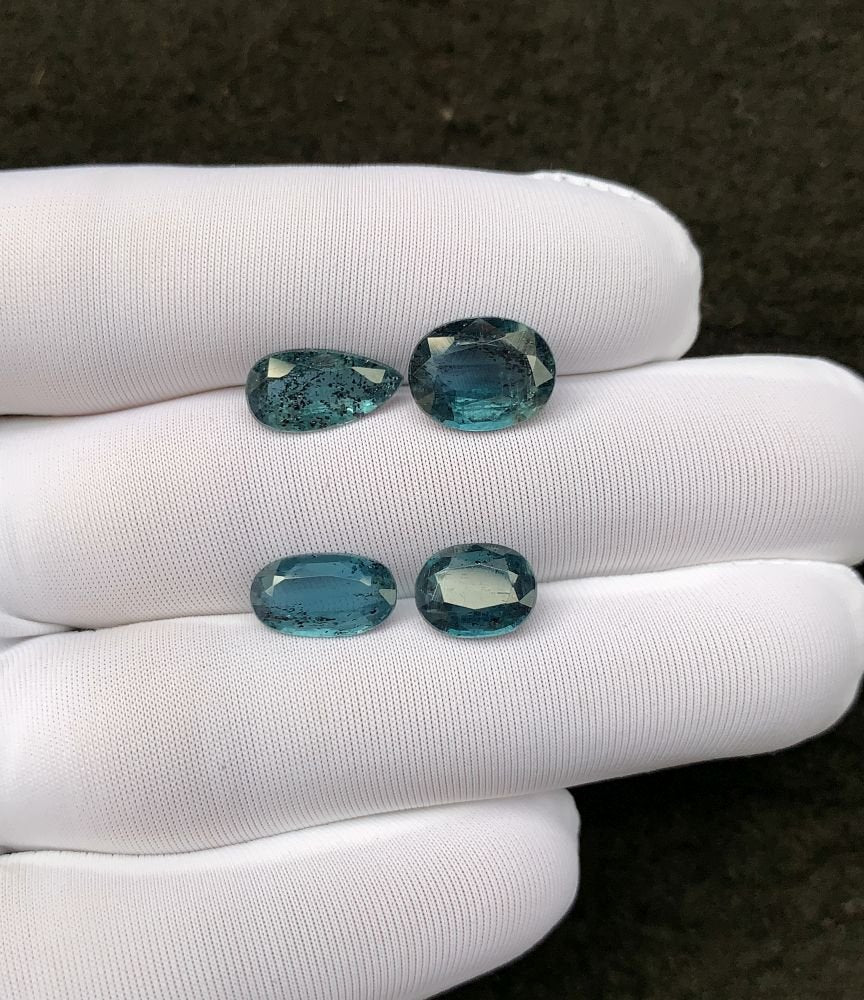 Natural Teal Green Kyanite Gemstone Faceted Cut Mix Shape 9-12 MM 4 Pcs Teal Green Kyanite High Quality Gemstone Wholesale gems SM24111