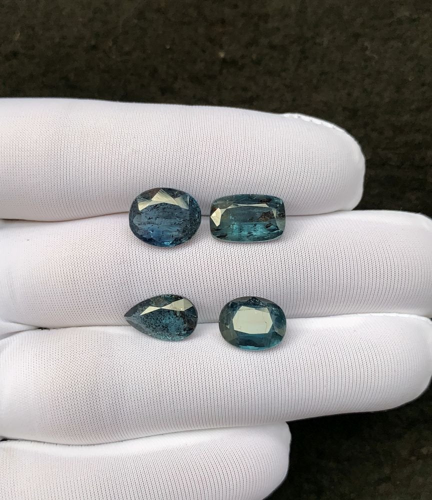 Natural Teal Green Kyanite Gemstone Faceted Cut Mix Shape 10-11 MM 4 Pcs Teal Green Kyanite High Quality Gemstone Wholesale gems SM24112