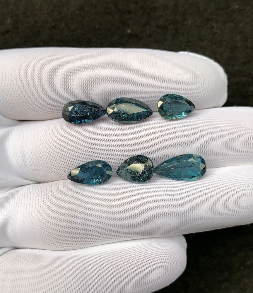 Natural Teal Green Kyanite Gemstone Faceted Cut Pear Shape 10-13 MM 6 Pcs Teal Green Kyanite High Quality Gemstone Wholesale gems SM24115