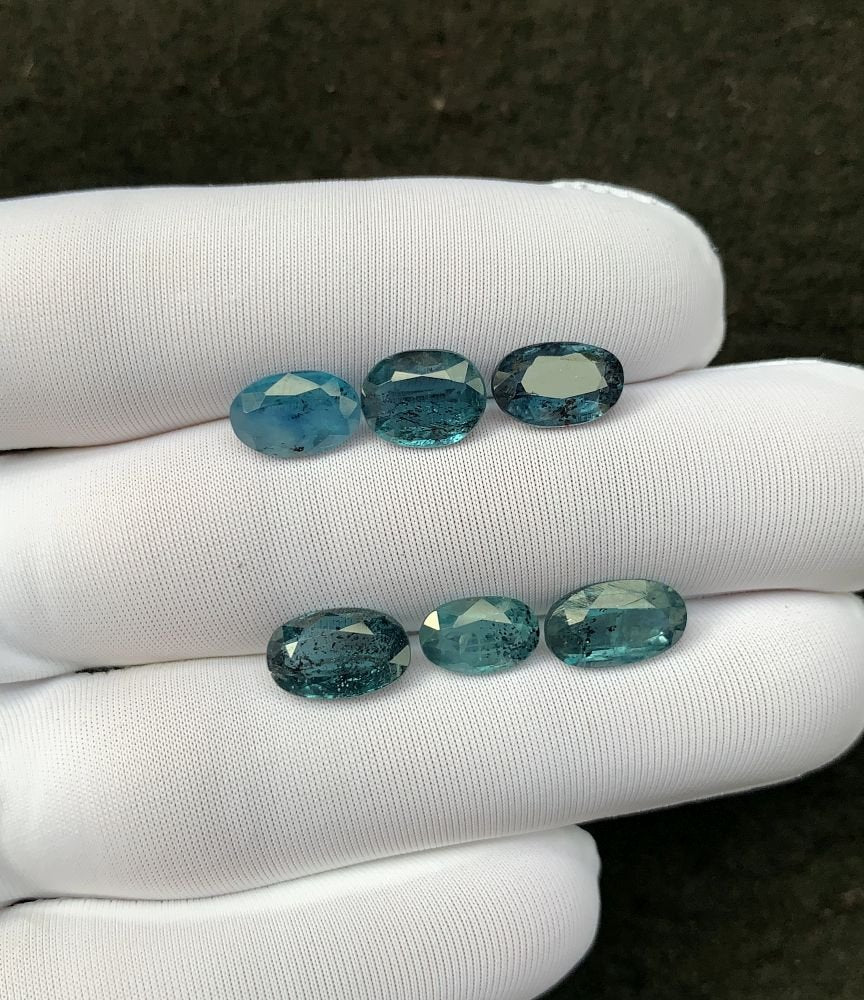 Natural Teal Green Kyanite Gemstone Faceted Cut Oval Shape 9-11 MM 6 Pcs Teal Green Kyanite High Quality Gemstone Wholesale gems SM24116