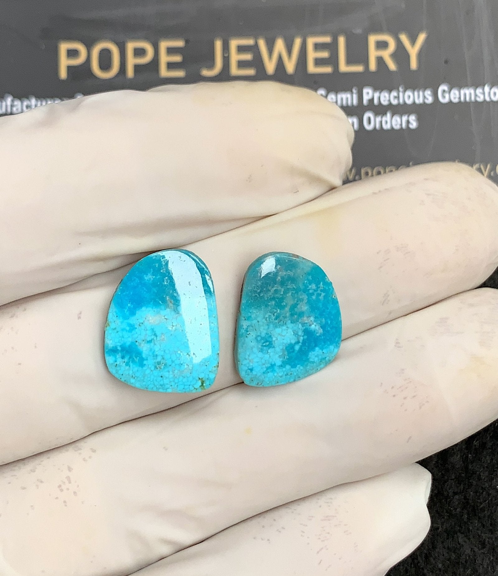 Natural American Turquoise Gemstone Smooth Fancy Shape Cabochon High Quality Loose Gemstones For Jewelry Making 16x13 MM Size 1 Pair V2897