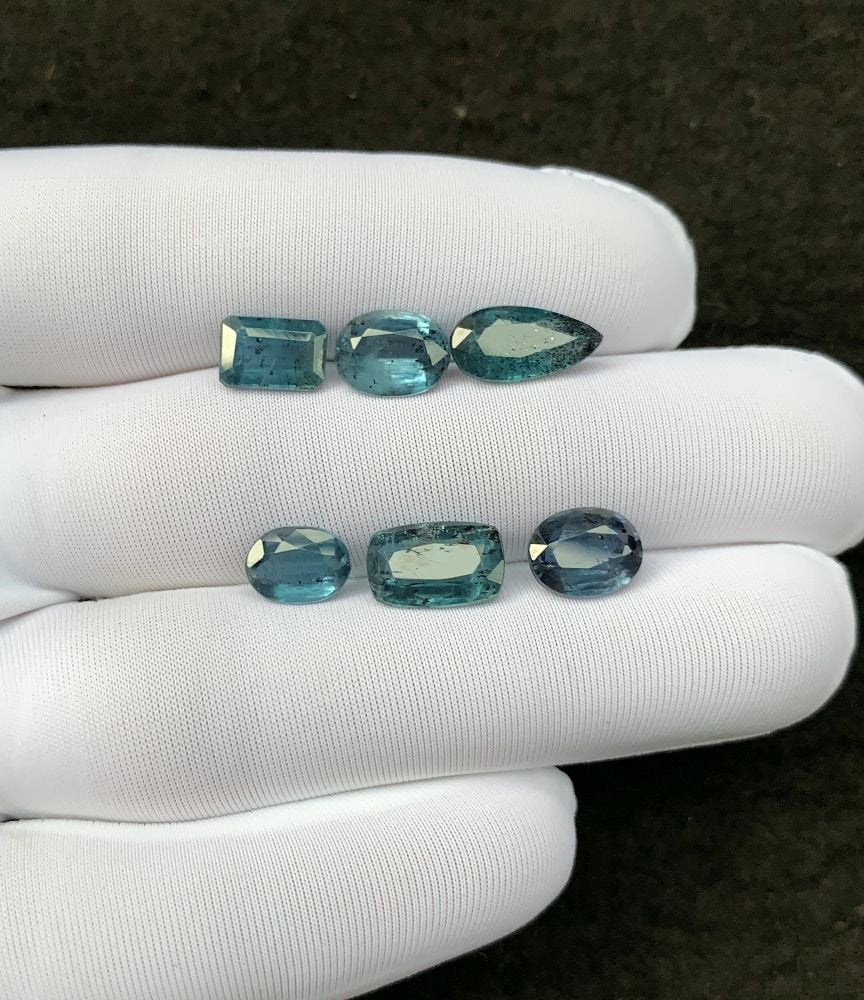 Natural Teal Green Kyanite Gemstone Faceted Cut Mix Shape 8-12 MM 6 Pcs Teal Green Kyanite High Quality Gemstone Wholesale gems SM24118