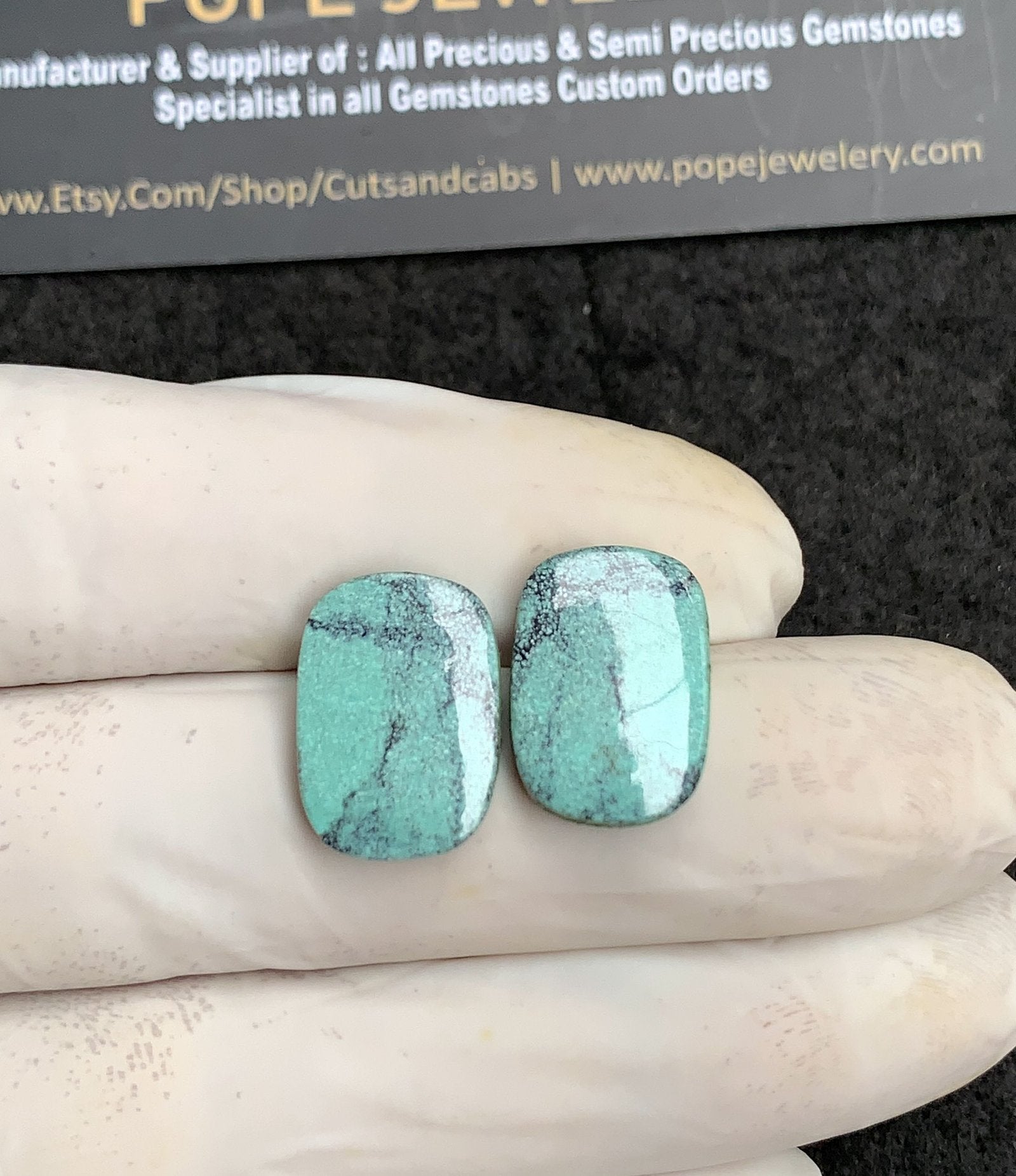 Natural American Turquoise Gemstone Smooth Fancy Shape Cabochon High Quality Loose Gemstones For Jewelry Making 17x12 MM Size 1 Pair V2898