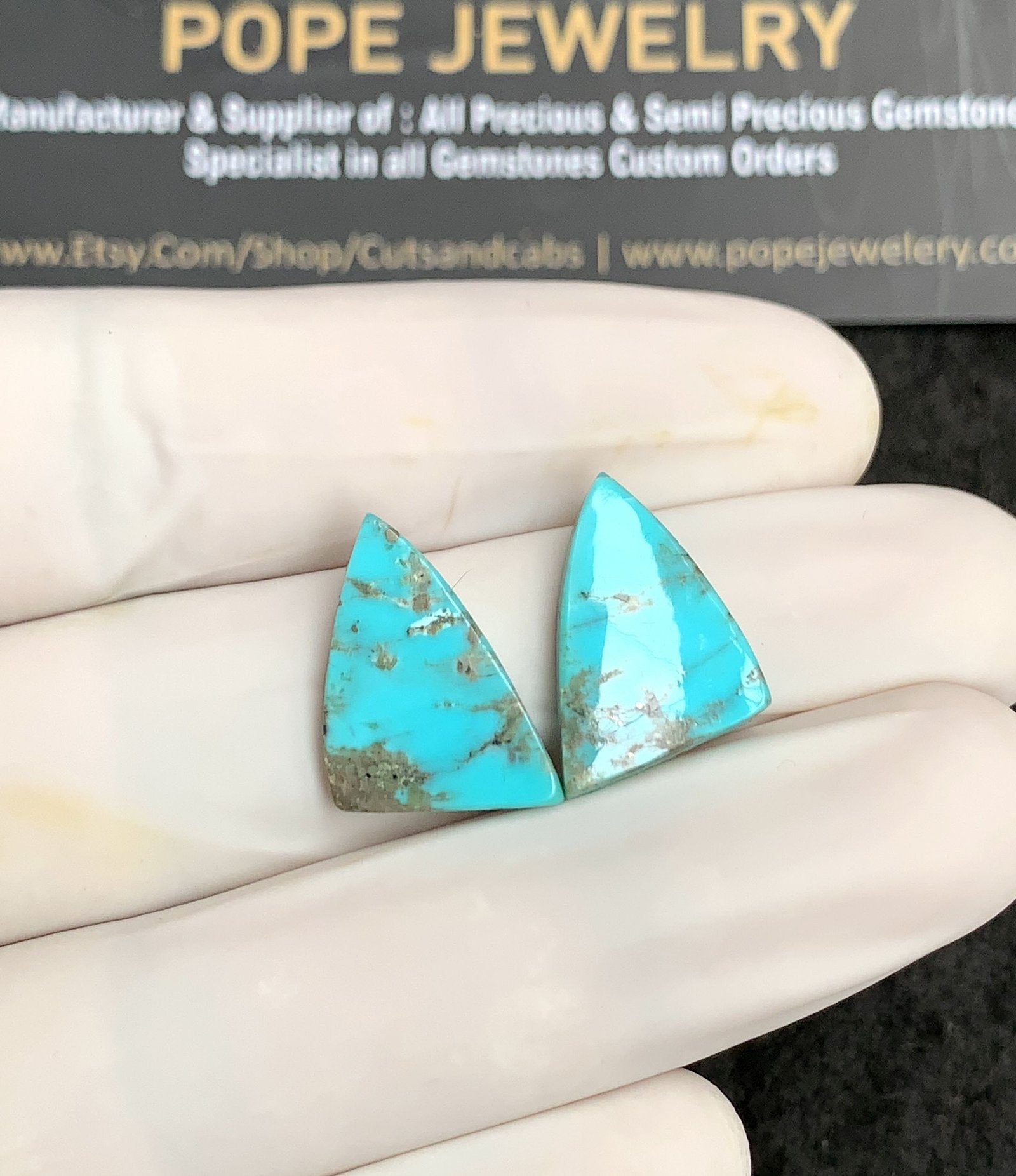Natural American Turquoise Gemstone Smooth Fancy Shape Cabochon High Quality Loose Gemstones For Jewelry Making 16x12 MM Size 1 Pair V2900