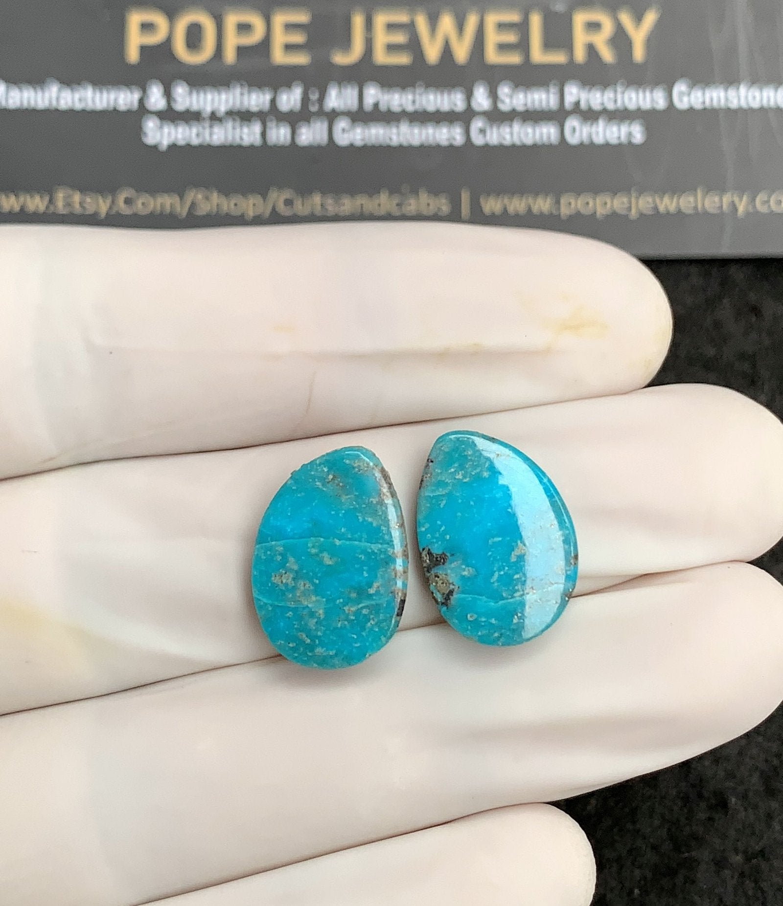 Natural American Turquoise Gemstone Smooth Fancy Shape Cabochon High Quality Loose Gemstones For Jewelry Making 15x11 MM Size 1 Pair V2904