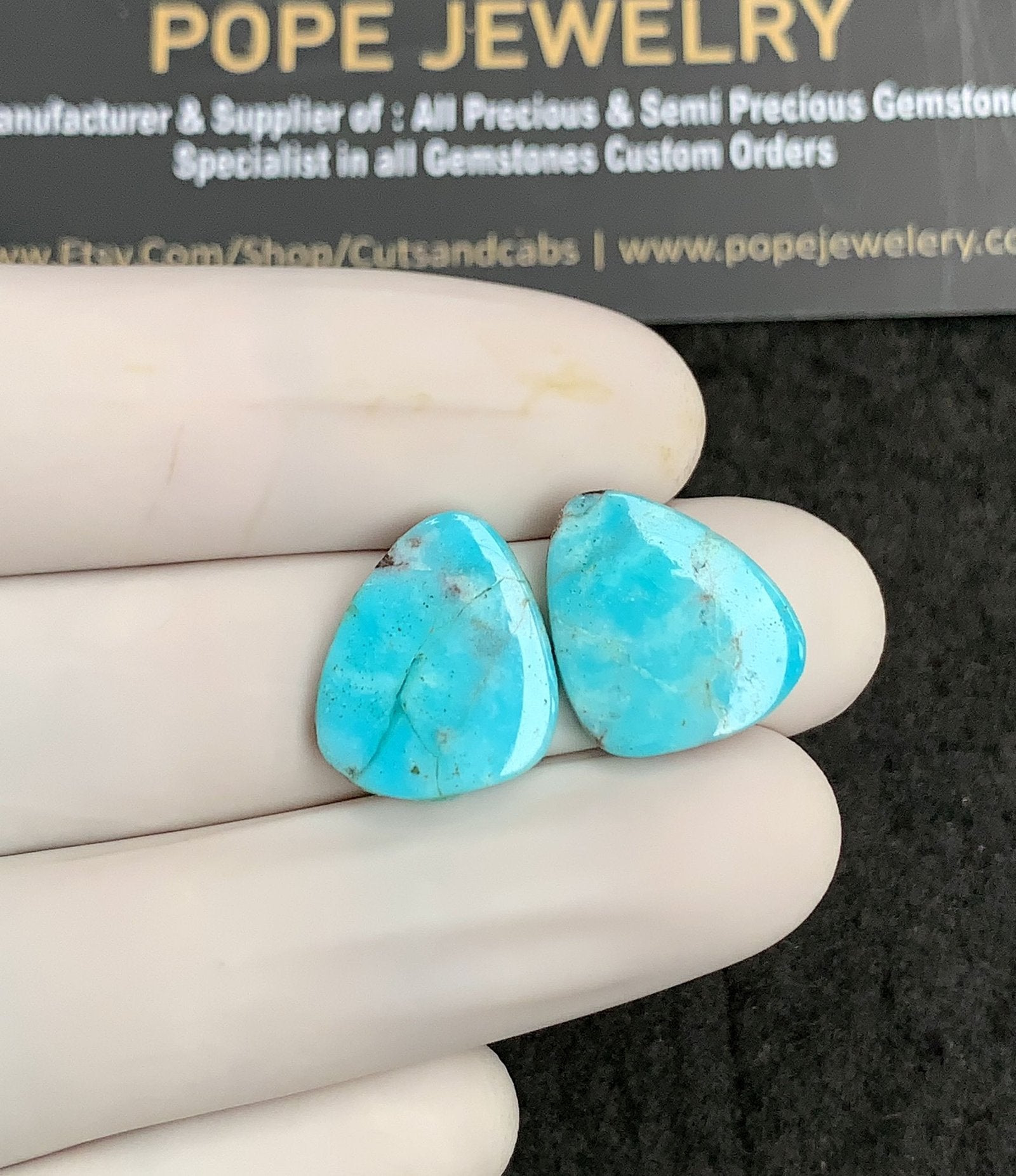 Natural American Turquoise Gemstone Smooth Fancy Shape Cabochon High Quality Loose Gemstones For Jewelry Making 16x13 MM Size 1 Pair V2910