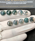 Natural Moss Agate Gemstone Smooth Round Shape Cabochon High Quality Loose Gemstones For Jewelry Making 9-10 MM Size 10 Pc V2950