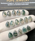 Natural Moss Agate Gemstone Smooth Pear Shape Cabochon High Quality Loose Gemstones For Jewelry Making 10x7 MM Size 16 Pc V2954