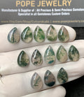 Natural Moss Agate Gemstone Smooth Pear Shape Cabochon High Quality Loose Gemstones For Jewelry Making 12-13 MM Size 13 Pc V2956