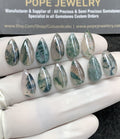 Natural Moss Agate Gemstone Smooth Pear Shape Cabochon High Quality Loose Gemstones For Jewelry Making 14-15 MM Size 12 Pcs SM24840