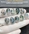 Natural Moss Agate Gemstone Smooth Pear Shape Cabochon High Quality Loose Gemstones For Jewelry Making 14x10 MM Size 10 Pcs SM24843