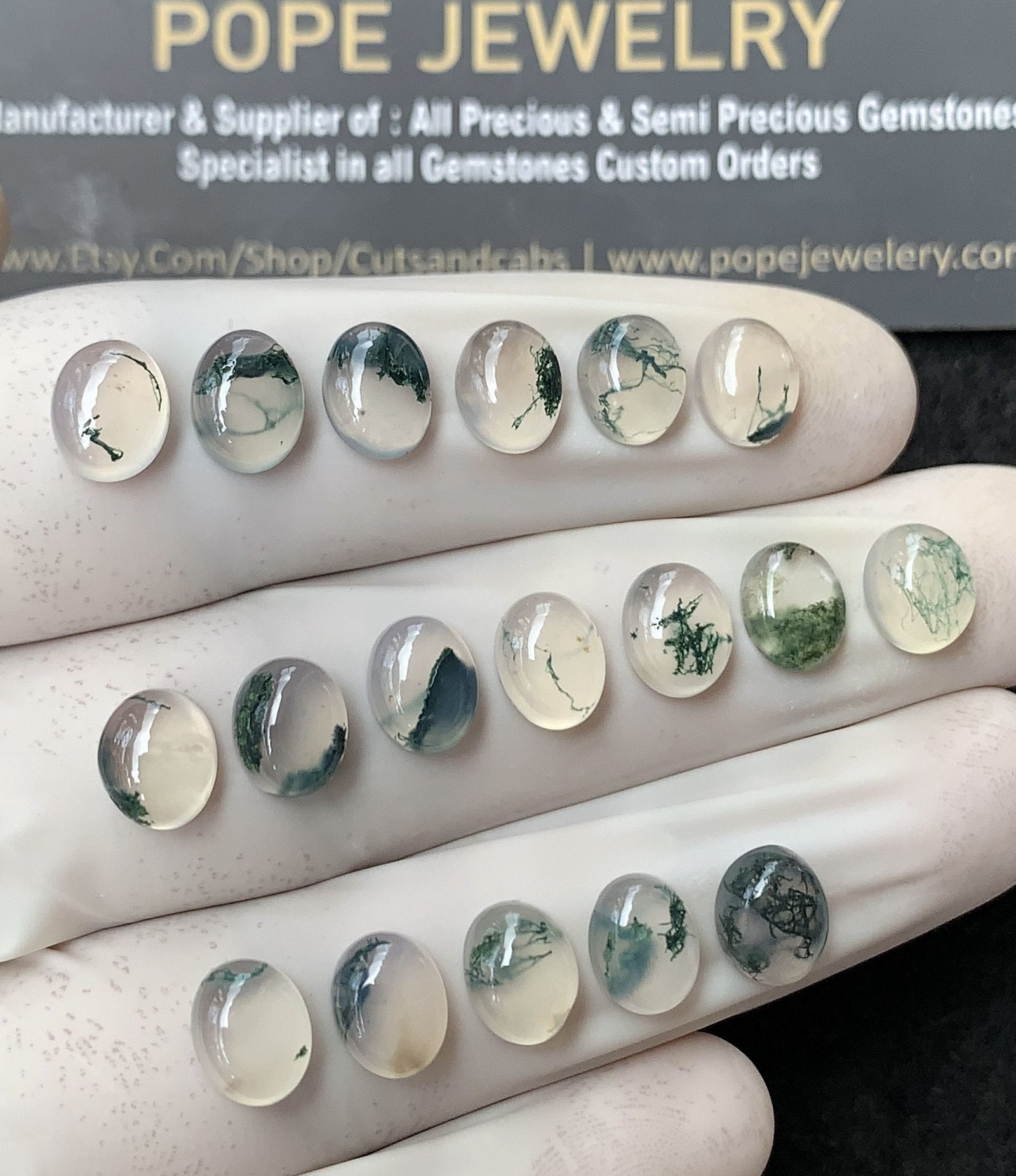 Natural Moss Agate Gemstone Smooth Oval Shape Cabochon High Quality Loose Gemstones For Jewelry Making 8x6 MM Size 18 Pcs SM24853