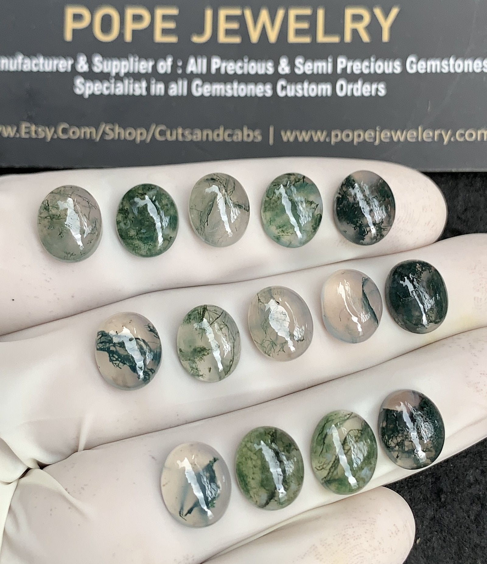 Natural Moss Agate Gemstone Smooth Oval Shape Cabochon High Quality Loose Gemstones For Jewelry Making 10x8 MM Size 14 Pcs SM24854