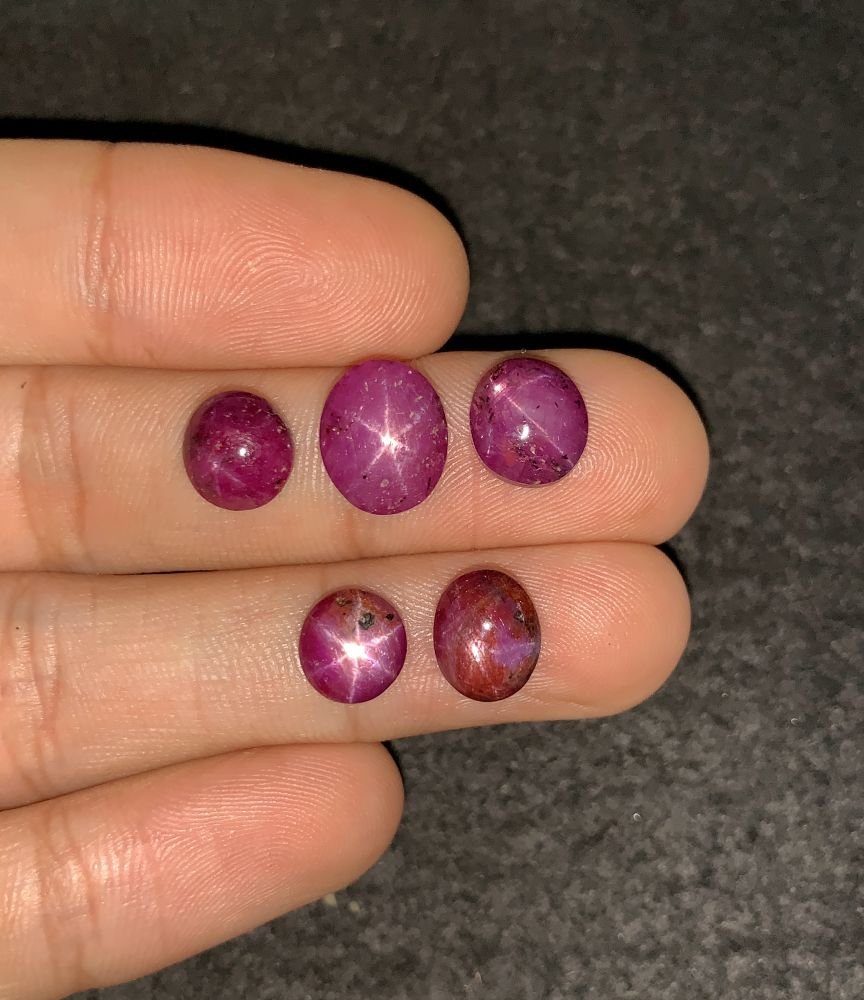 Natural Star Ruby Gemstone Cabochon Smooth Fancy Shape 8-11 MM 5 Pcs Star Ruby High Quality Gemstone Cabochon Wholesale gems SM24181