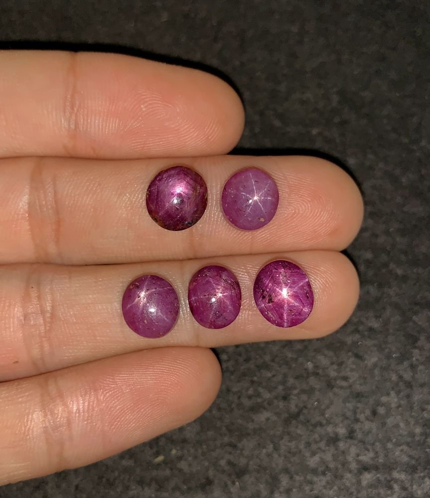 Natural Star Ruby Gemstone Cabochon Smooth Fancy Shape 9-10 MM 5 Pcs Star Ruby High Quality Gemstone Cabochon Wholesale gems SM24183