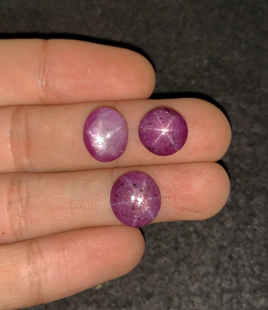 Natural Star Ruby Gemstone Cabochon Smooth Fancy Shape 11-12 MM 3 Pcs Star Ruby High Quality Gemstone Cabochon Wholesale gems SM24192