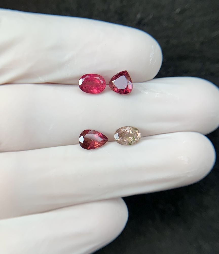 Natural Tourmaline Gemstone Faceted Cut Mix Shape High Quality Loose Gemstones For Jewelry Making 6-7 MM Size 4 Pcs SM24199