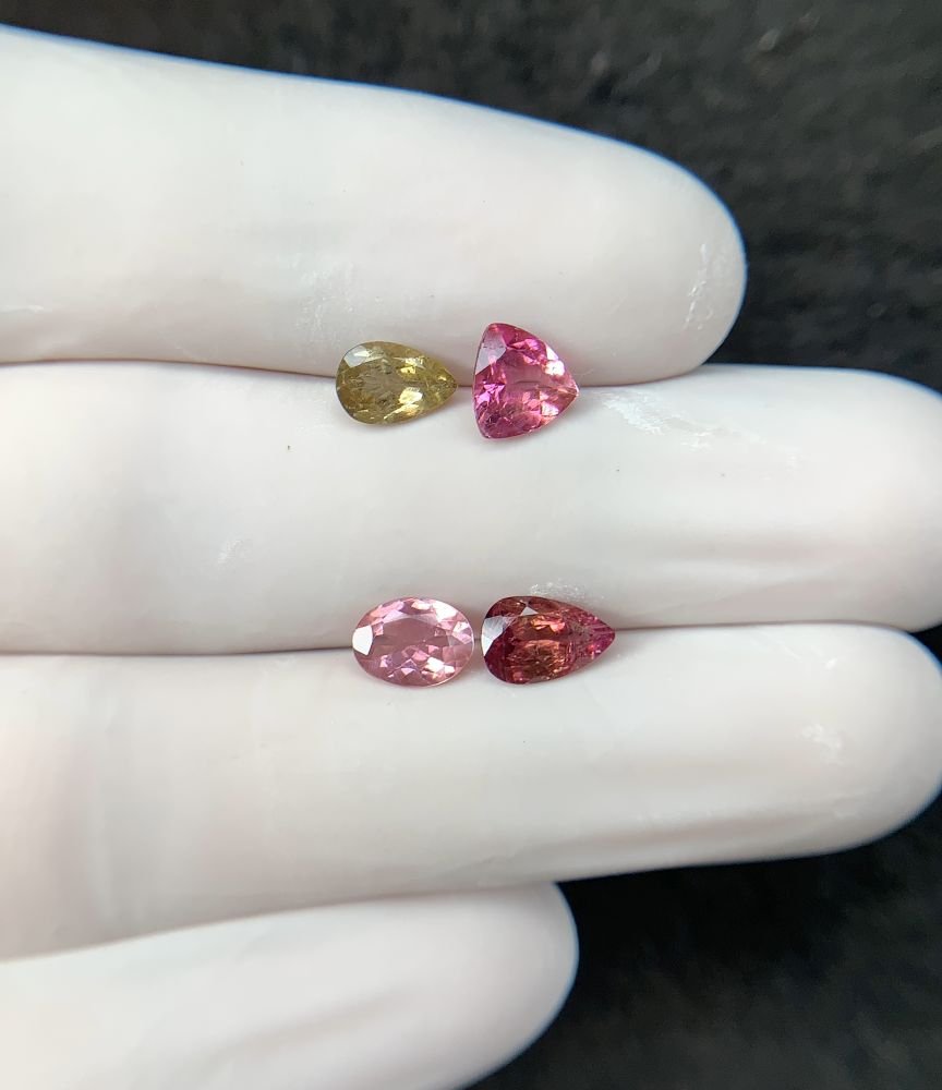 Natural Tourmaline Gemstone Faceted Cut Mix Shape High Quality Loose Gemstones For Jewelry Making 6-8 MM Size 4 Pcs SM24201