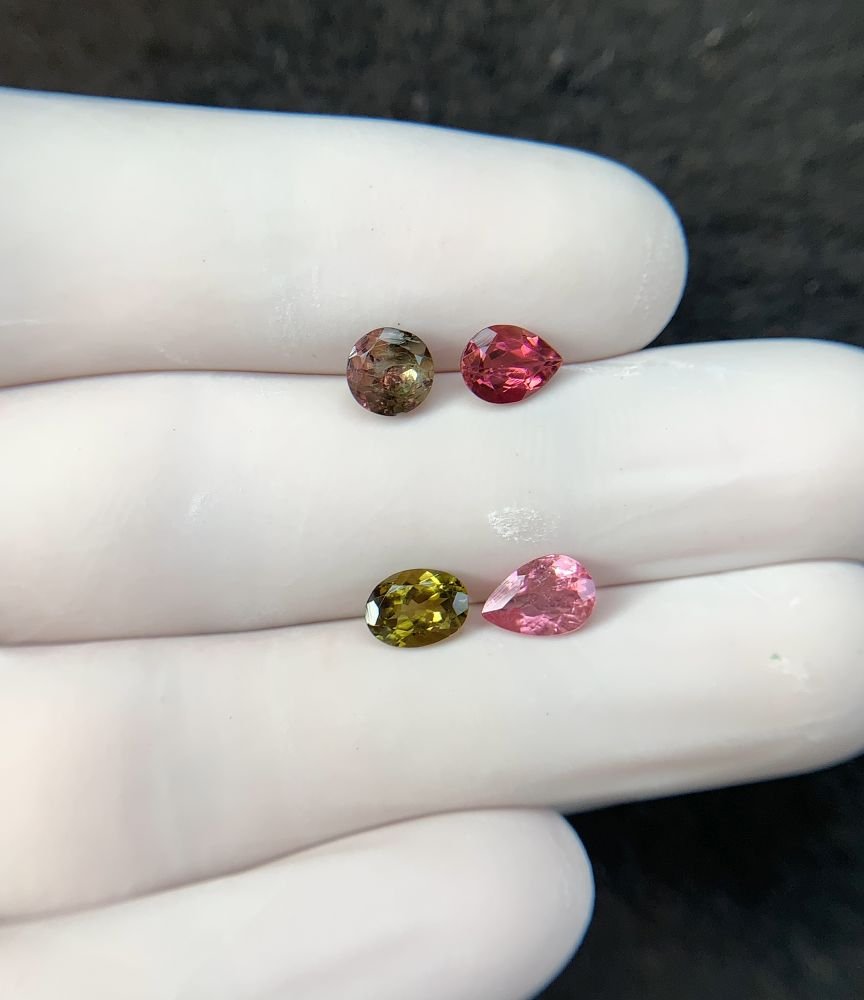 Natural Tourmaline Gemstone Faceted Cut Mix Shape High Quality Loose Gemstones For Jewelry Making 5-7 MM Size 4 Pcs SM24205