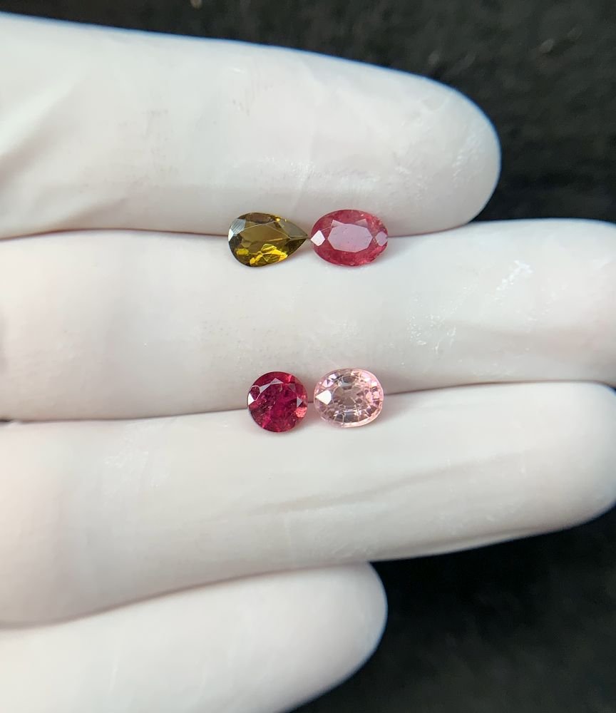 Natural Tourmaline Gemstone Faceted Cut Mix Shape High Quality Loose Gemstones For Jewelry Making 6-7 MM Size 4 Pcs SM24210