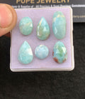 Natural Larimar Gemstone Rose Cut Mix Shape Cabochon High Quality Loose Gemstones For Jewelry Making 9-13 MM Size 6 Pcs V5125