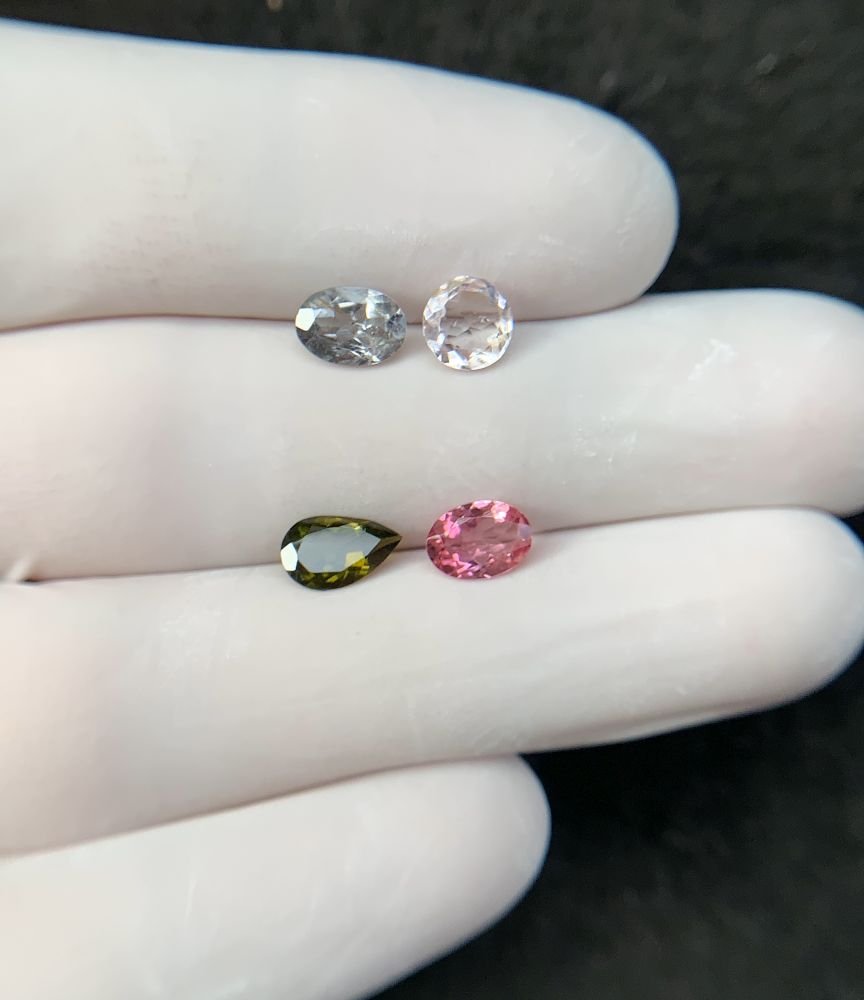Natural Tourmaline Gemstone Faceted Cut Mix Shape High Quality Loose Gemstones For Jewelry Making 6-8 MM Size 4 Pcs SM24211