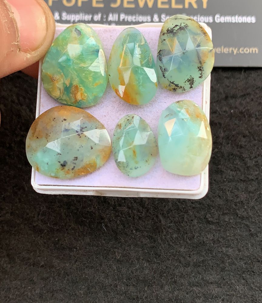 Natural Peruvian Opal Gemstone Rose Cut Fancy Shape Cabochon High Quality Loose Gemstones For Jewelry Making 15-20 MM Size 6 Pcs V5127