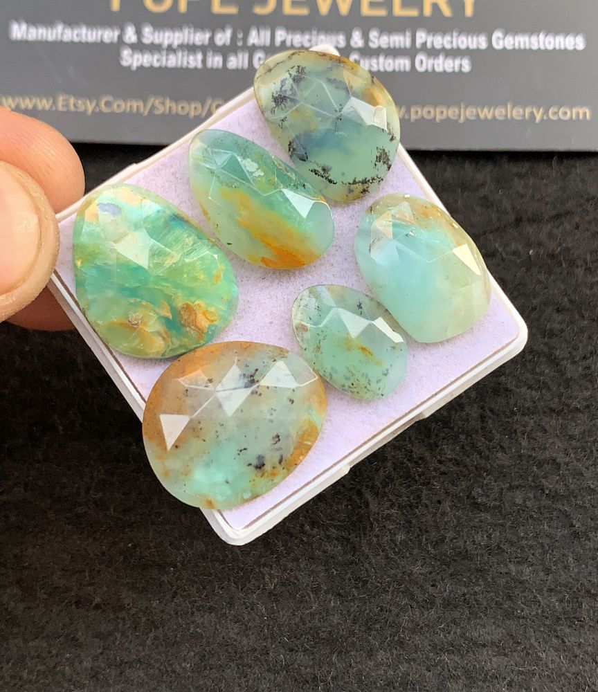 Natural Peruvian Opal Gemstone Rose Cut Fancy Shape Cabochon High Quality Loose Gemstones For Jewelry Making 15-20 MM Size 6 Pcs V5127