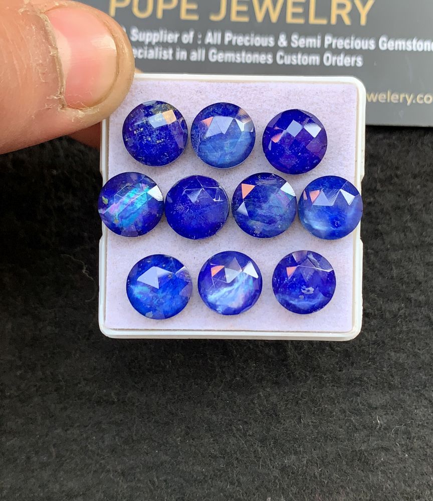 Natural Lapis Lazuli Doublet Gemstone Rose Cut Round Shape Cabochon High Quality Loose Gemstones For Jewelry Making 10 MM Size 10 Pcs V5135