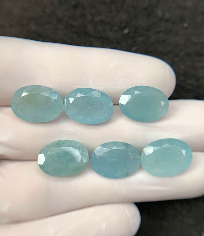 Natural Aquamarine Gemstone Faceted Cut Oval Shape High Quality Loose Gemstones For Jewelry Making 14x10 MM Size 6 Pcs SM24238