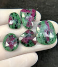 Natural Ruby Zoisite Gemstone Rose Cut Fancy Shape High Quality Loos Gemstone Cabochon For Jewelry Making 17-24 MM Size 5 Pcs SM24247