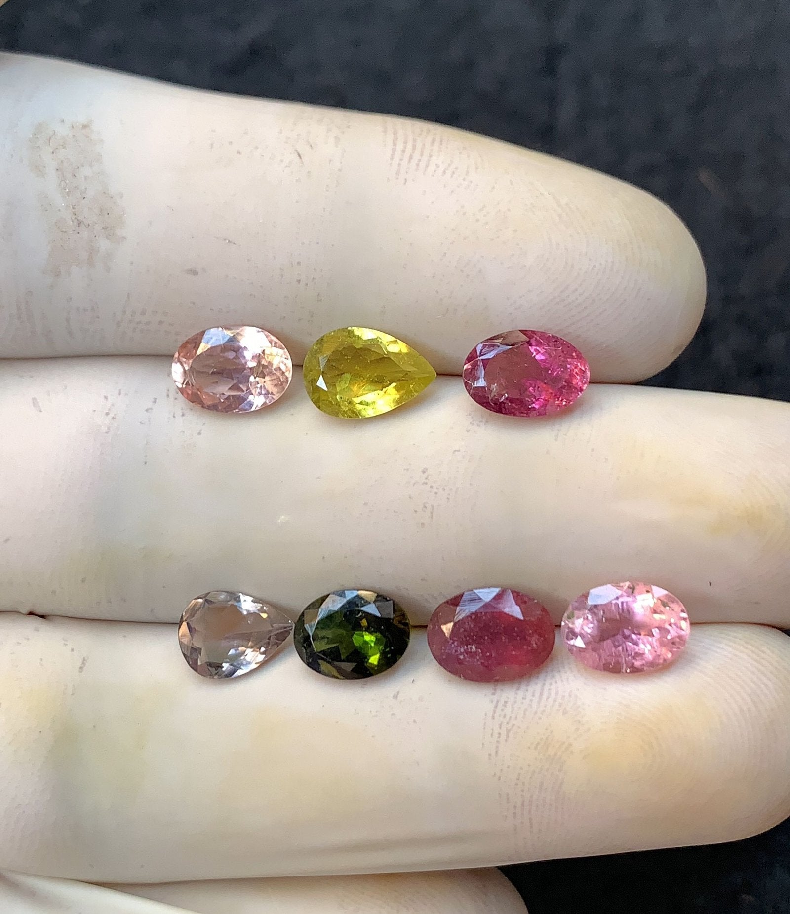 Natural Tourmaline Gemstone Faceted Cut Mix Shape High Quality Loose Gemstones For Jewelry Making 8-9 MM Size 7 Pcs V4492