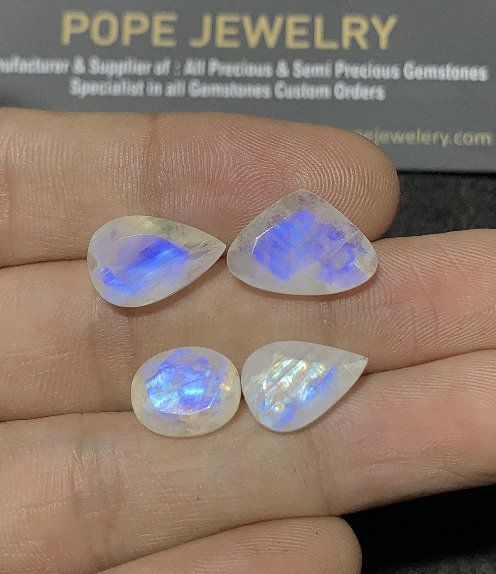 Natural Rainbow Moonstone Gemstone Faceted Cut Mix Shape High Quality Loose Gemstones For Jewelry Making 11-14 MM Size 4 Pcs SM24910