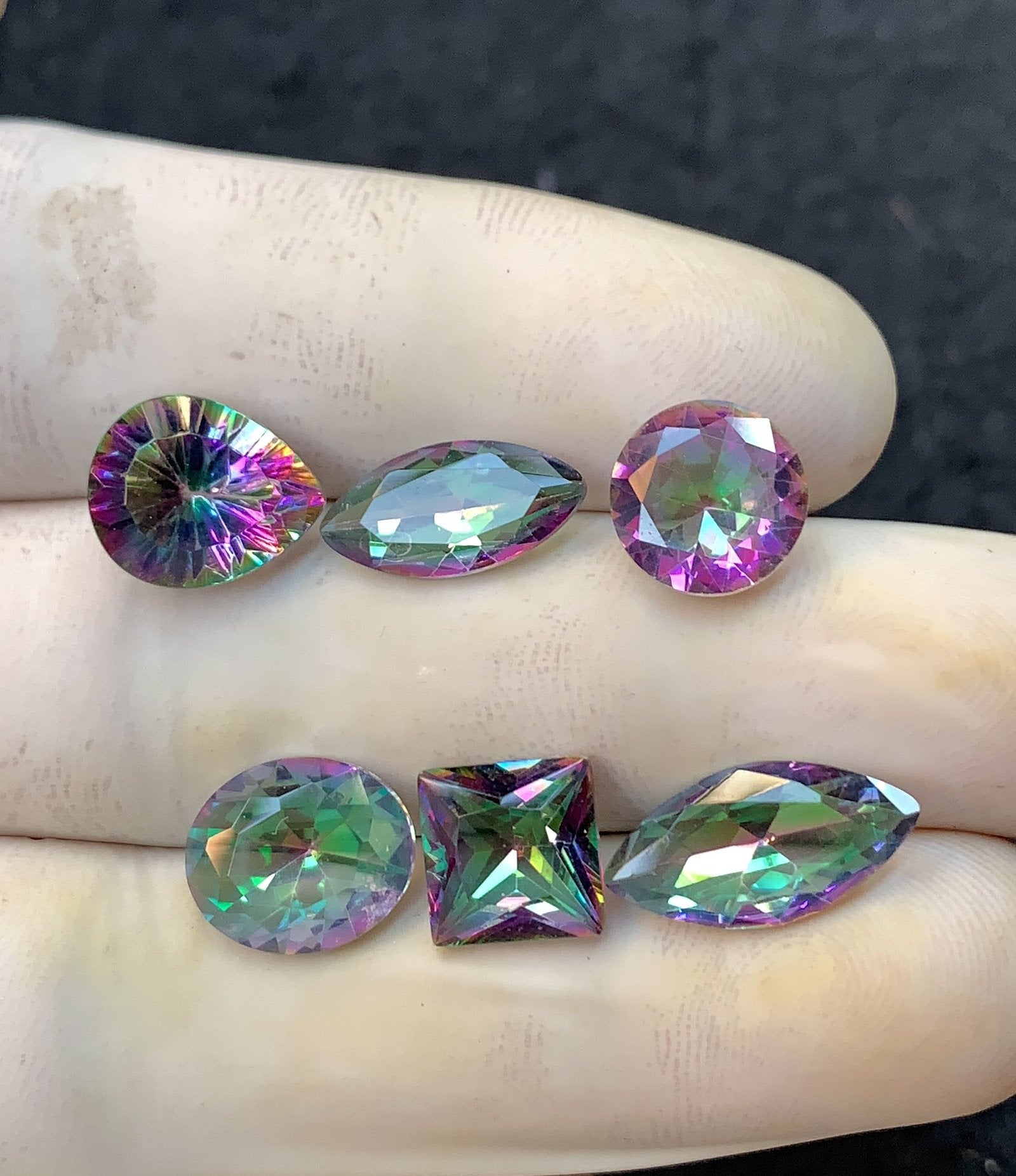 Mystic Topaz Gemstone Faceted Cut Mix Shape High Quality Loose Gemstones For Jewelry Making 10-6 MM Size 6 Pcs V4493