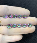 Mystic Topaz Gemstone Faceted Cut Oval Shape High Quality Loose Gemstones For Jewelry Making 9-10 MM Size 10 Pcs V4494