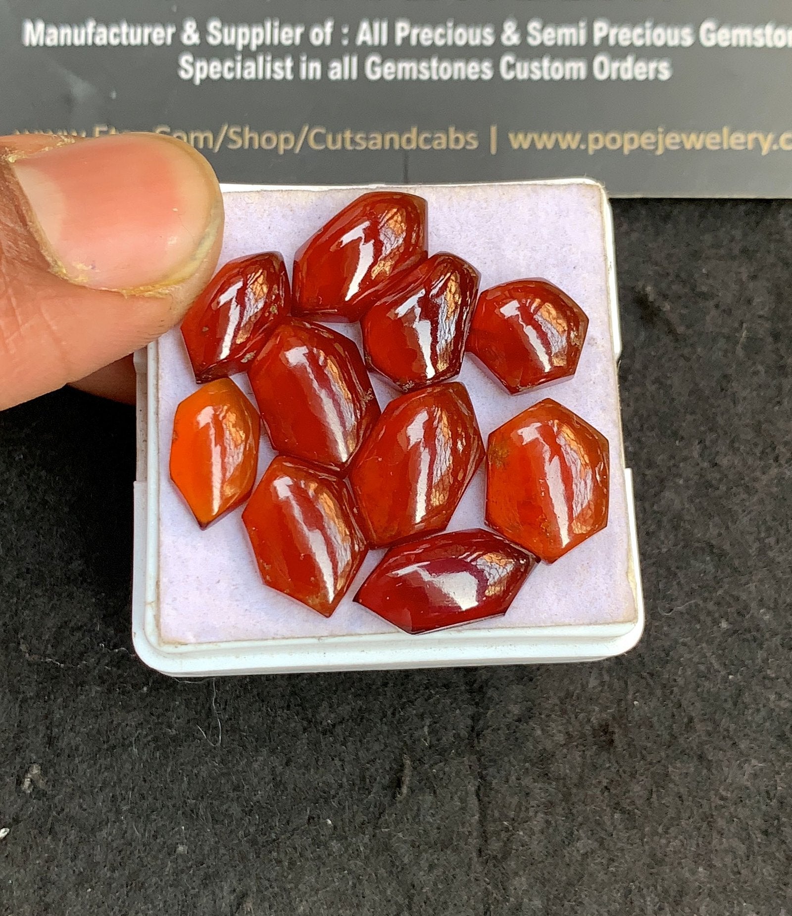 Natural Hessonite Garnet Gemstone Smooth Hexagon Shape Cabochon High Quality Loose Gemstones For Jewelry Making 10-16 MM Size 10 Pcs V4951