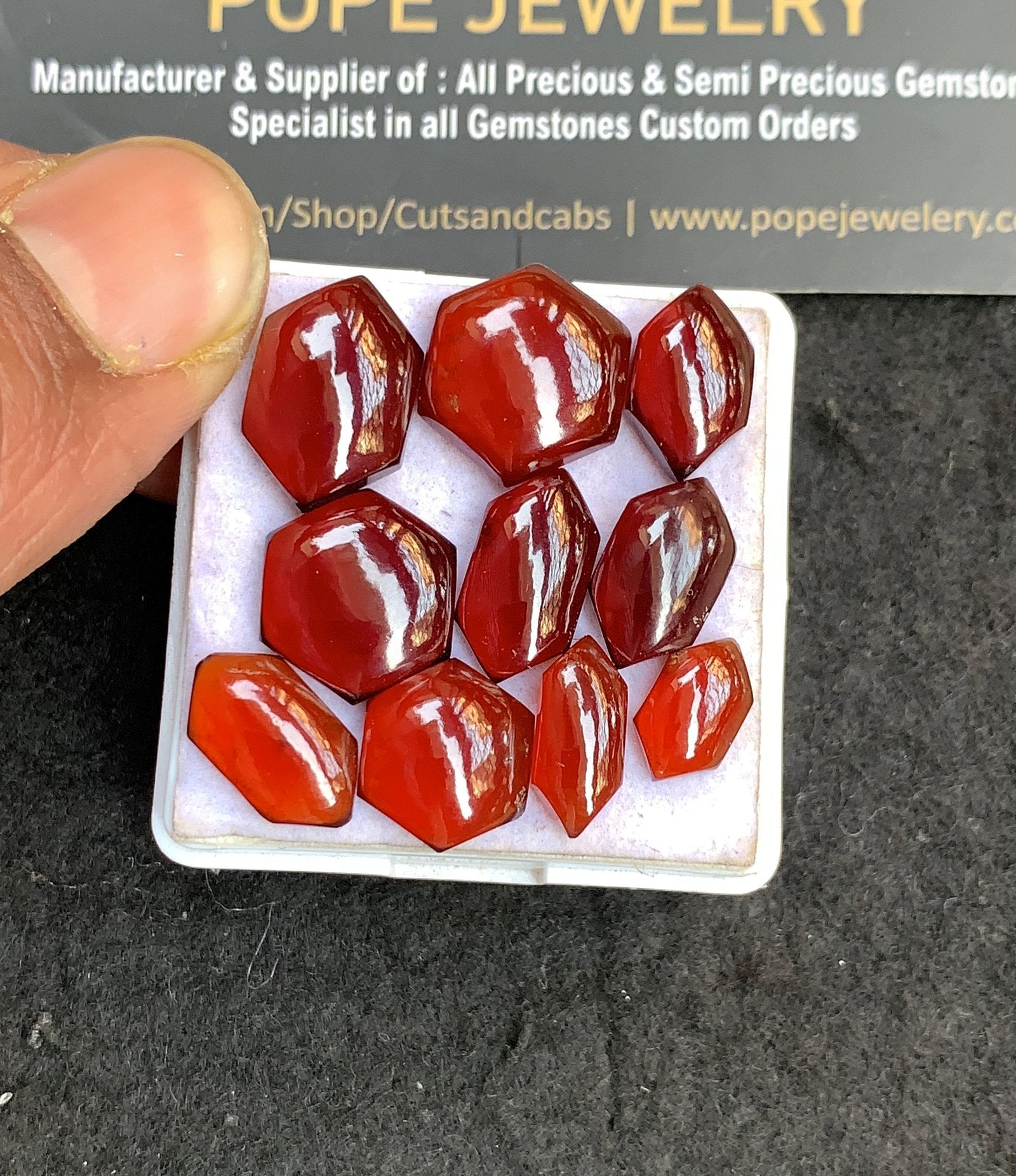 Natural Hessonite Garnet Gemstone Smooth Hexagon Shape Cabochon High Quality Loose Gemstones For Jewelry Making 11-16 MM Size 10 Pcs V4952