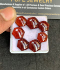 Natural Hessonite Garnet Gemstone Smooth Hexagon Shape Cabochon High Quality Loose Gemstones For Jewelry Making 12-15 MM Size 7 Pcs V4953