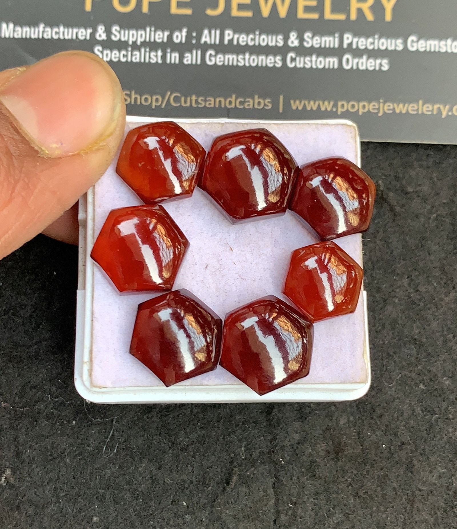 Natural Hessonite Garnet Gemstone Smooth Hexagon Shape Cabochon High Quality Loose Gemstones For Jewelry Making 12-15 MM Size 7 Pcs V4953
