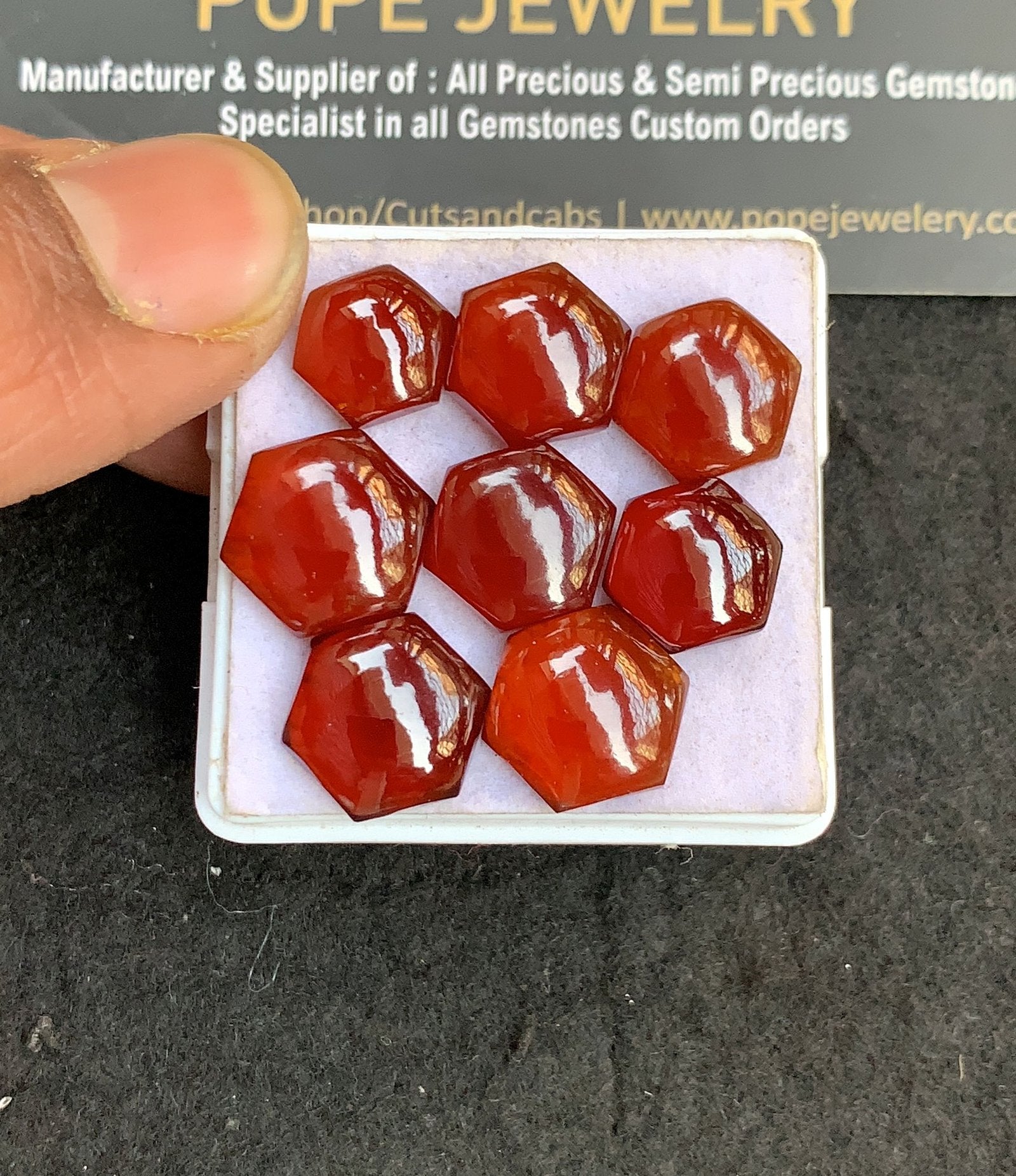 Natural Hessonite Garnet Gemstone Smooth Hexagon Shape Cabochon High Quality Loose Gemstones For Jewelry Making 11-14 MM Size 8 Pcs V4954