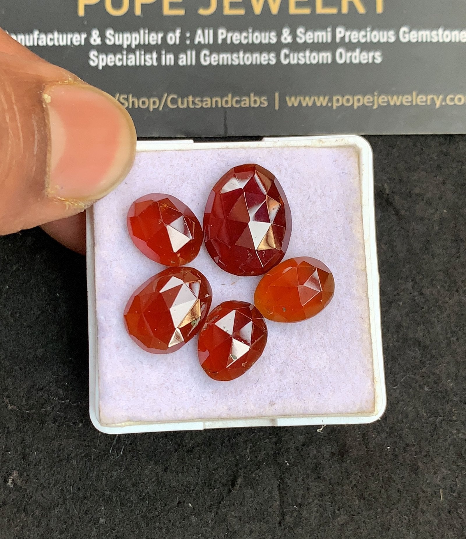 Natural Hessonite Garnet Gemstone Rose Cut Fancy Shape Cabochon High Quality Loose Gemstones For Jewelry Making 11-16 MM Size 5 Pcs V4956
