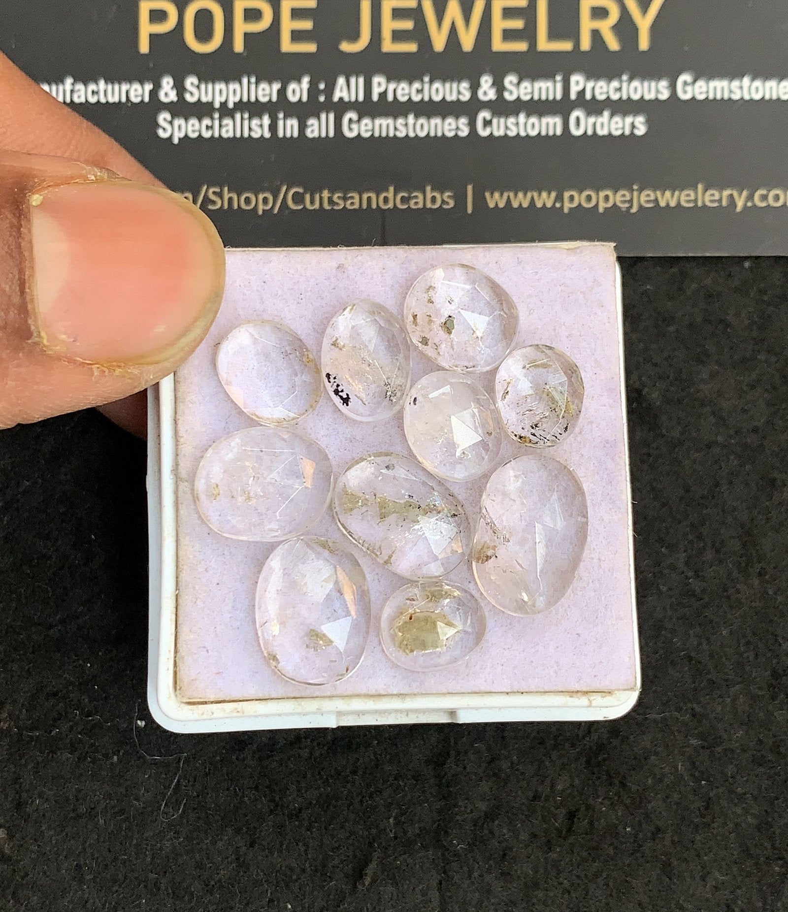 Natural Herkimer Diamond Gemstone Rose Cut Oval Shape Cabochon High Quality Loose Gemstones For Jewelry Making 9-14 MM Size 10 Pcs V4966