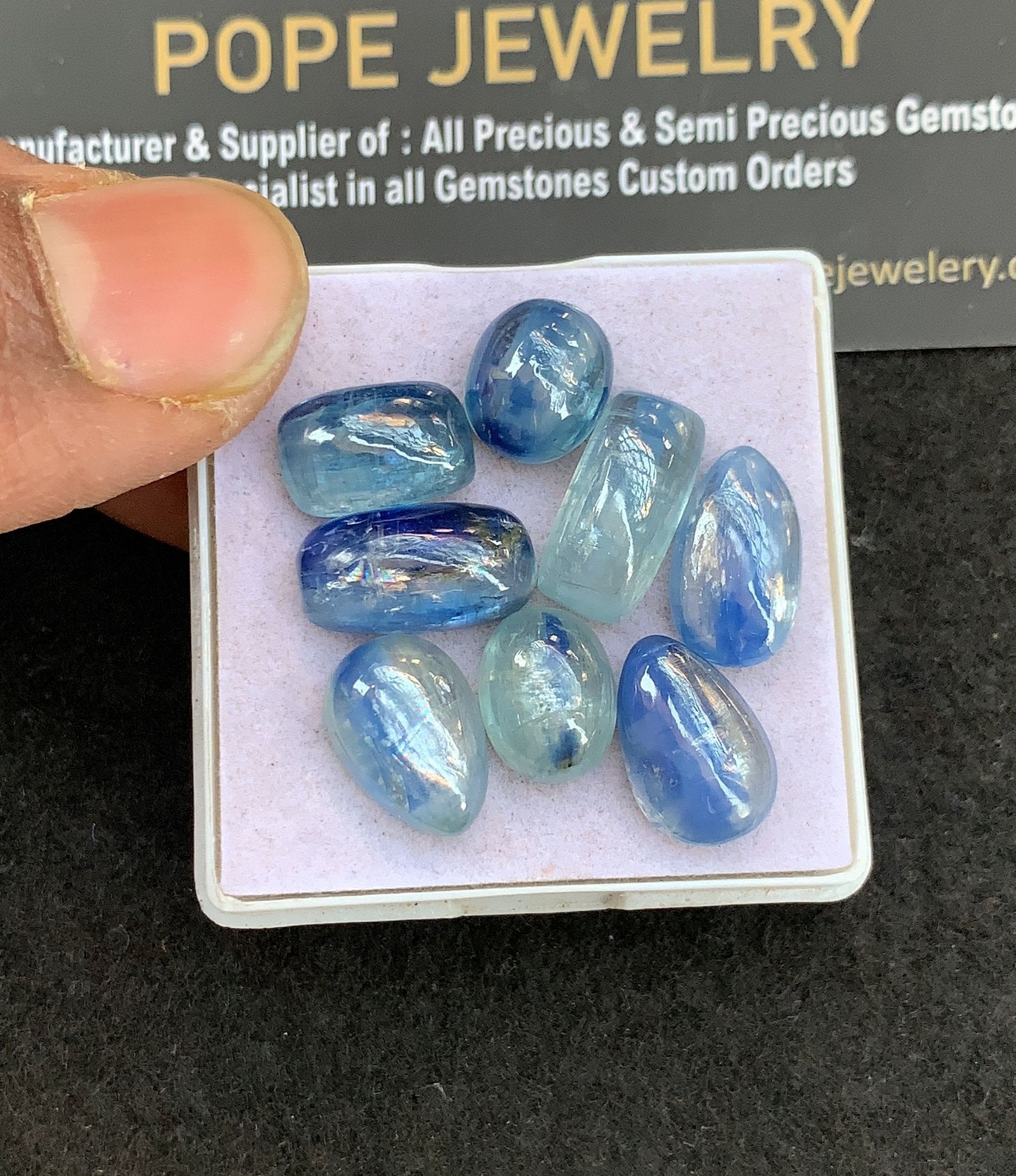 Natural Bi Color Kyanite Gemstone Smooth Mix Shape Cabochon High Quality Loose Gemstones For Jewelry Making 11-15 MM Size 8 Pcs V4973