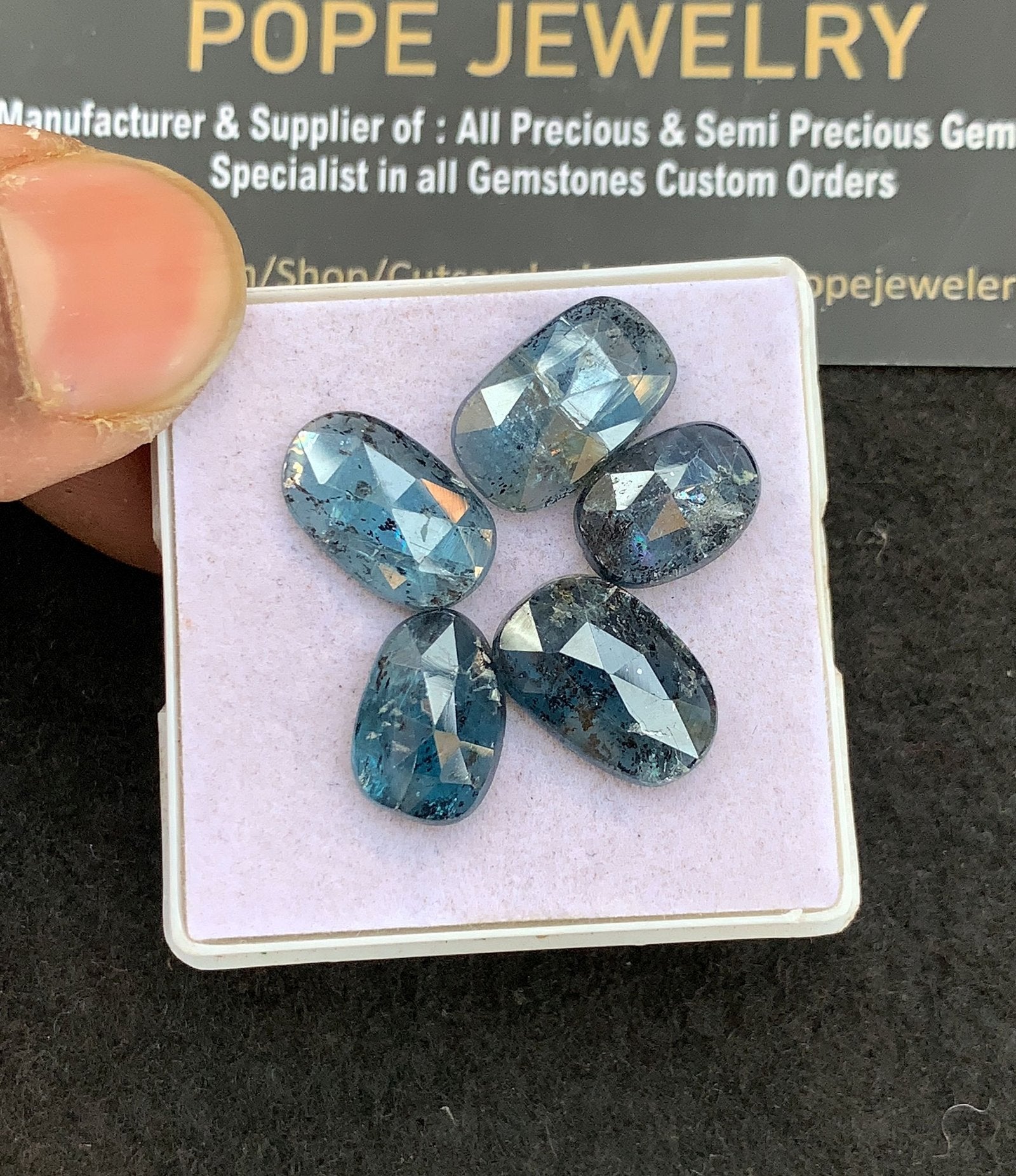 Natural Teal Green Kyanite Gemstone Rose Cut Fancy Shape Cabochon High Quality Loose Gemstones For Jewelry Making 12-15 MM Size 5 Pcs V4981