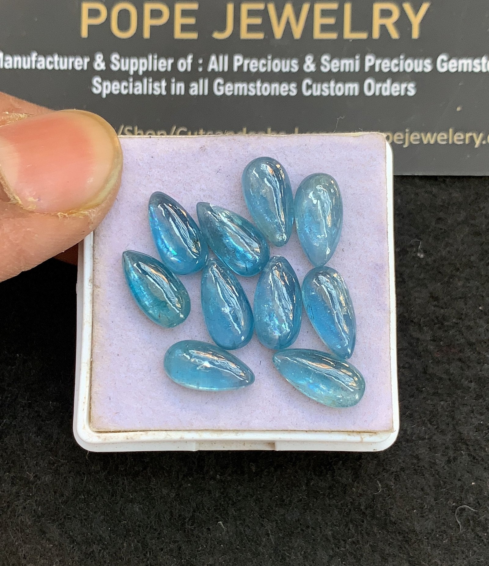 Natural Teal Green Kyanite Gemstone Smooth Pear Shape Cabochon High Quality Loose Gemstones For Jewelry Making 12x6 MM Size 10 Pcs V4984