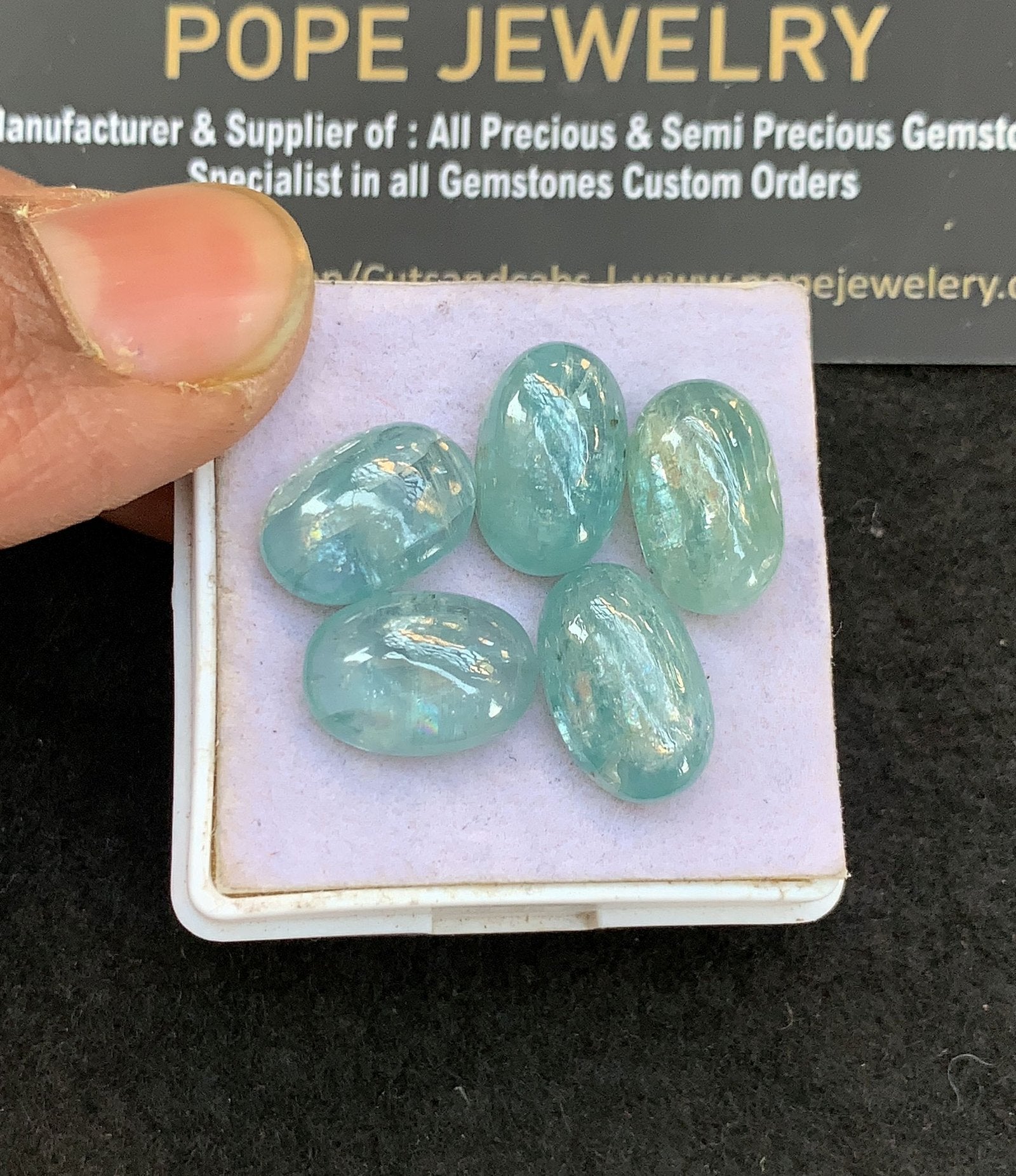 Natural Teal Green Kyanite Gemstone Smooth Oval Shape Cabochon High Quality Loose Gemstones For Jewelry Making 14-15 MM Size 5 Pcs V4985